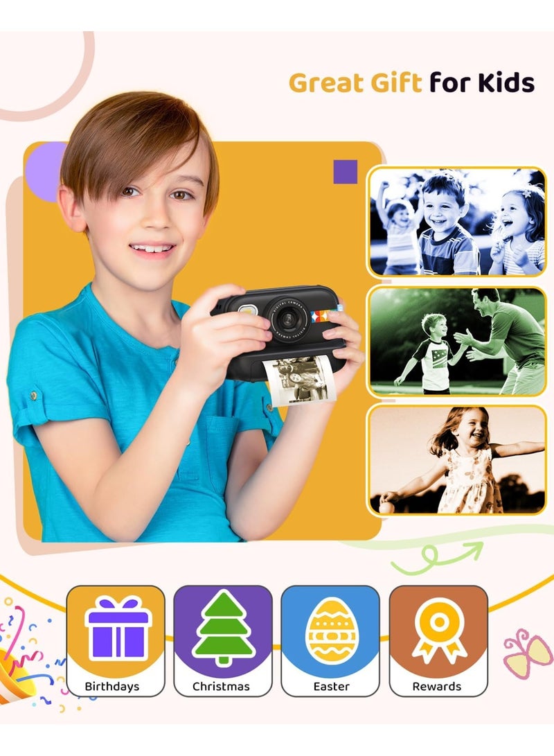 LOOPY PEACE Kids Instant Print Digital Camera with 32GB Card, Thermal Paper Rolls, HD Screen, Flash & USB Rechargeable – Black - Image 5